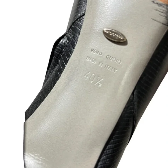 Sergio Rossi Leather Knee High Boots Stiletto Heel Black Size 40.5 Women’s 9.5 - Picture 6 of 9